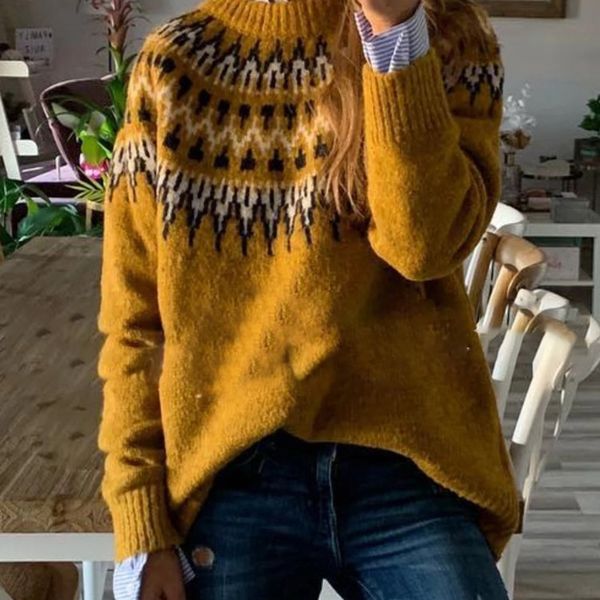 

f31at round 2020 round neck loose sweater for women 2020 pullover new new neck loose pullover sweater for women osftg, White;black