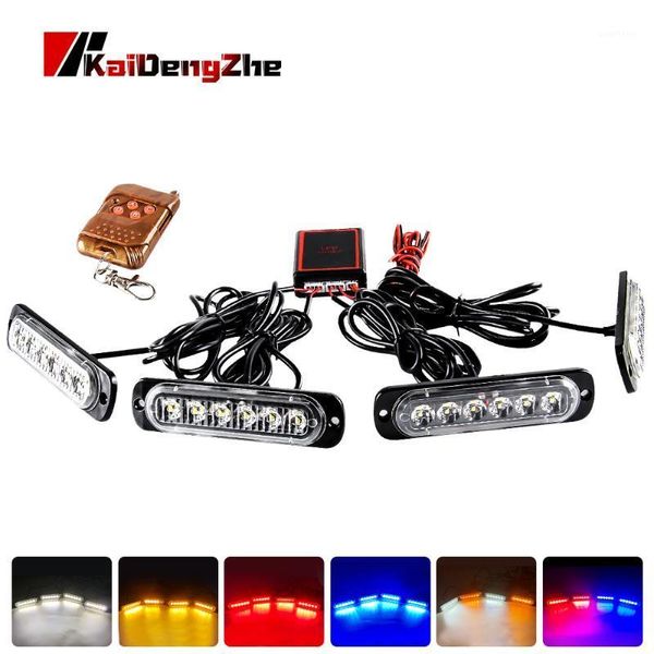 

4x6 led wireless remote strobe light beacon light for truck emergency warning flashing firemen car interior 12-24v1