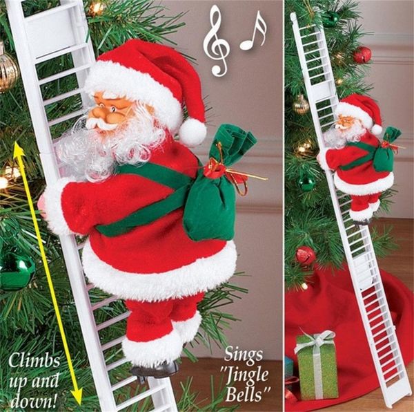 

climbing electric claus christmas santa hanging decoration xmas ornament toys home party atmosphere decorations