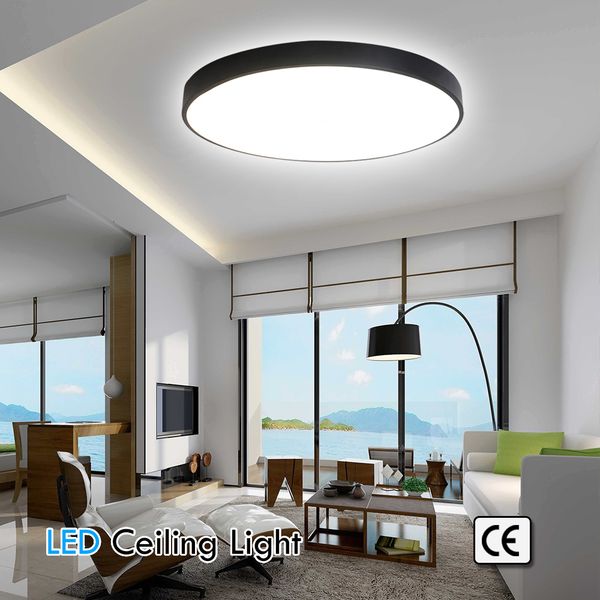 

2021 new led light dimmable 18w/24w/48w round iron art black ee home lighting surface mounted white/warm white ceiling lamps tnk9