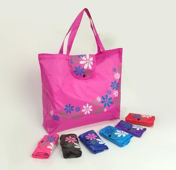 

gift wrap classics women foldable handbag large capacity casual floral oxford cloth environmental dark buckle shopping bag 7color