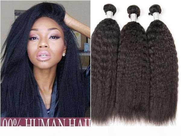 

kinky straight hair weave bundles coarse yaki hair weaving human hair bundles non remy extension factory price, Black;brown