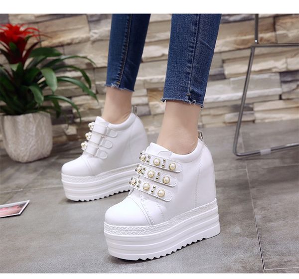 

new autumn 2021 woman fashion beading thick soles ladies shoes growing tall x72n, Black