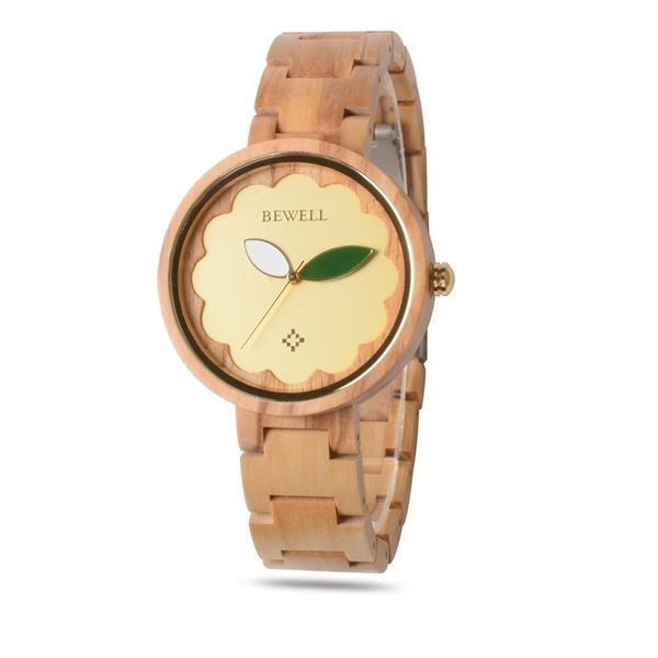 

bewell woman round watch women's wooden watches luxury watch brand new style fashion for ladies 152a t200519, Slivery;brown