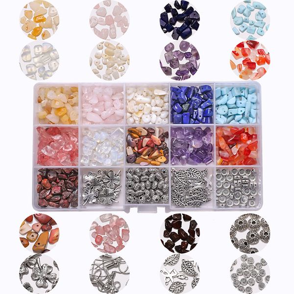 

dhl shipping natural beads set with box healing crystals crushed irregular shaped bead diy accessories for jewelry making gift kimter-b317f