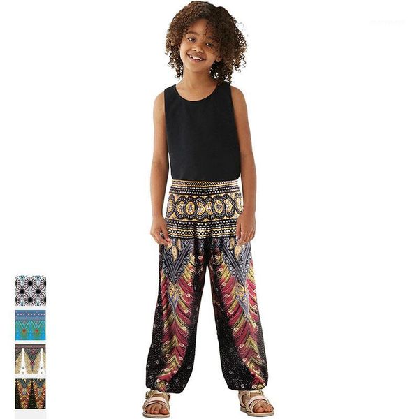 

ethnic clothing 2021 summer african clothes for girls loose yoga pants children harem trousers kids leggings printed casual beach wear dcc63, Red