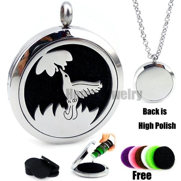 

new humming birds (30mm) / essential oils diffuser locket necklace with pads stianless steel auto aroma locket1, Black