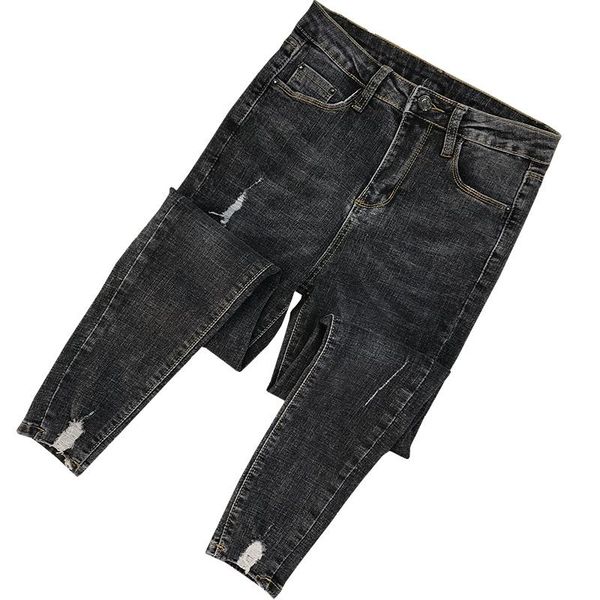 

women's jeans denim ripped haroun female mom fashion high waist boyfriend baggy oversize pants 2021 clothing autumn spring a6578, Blue