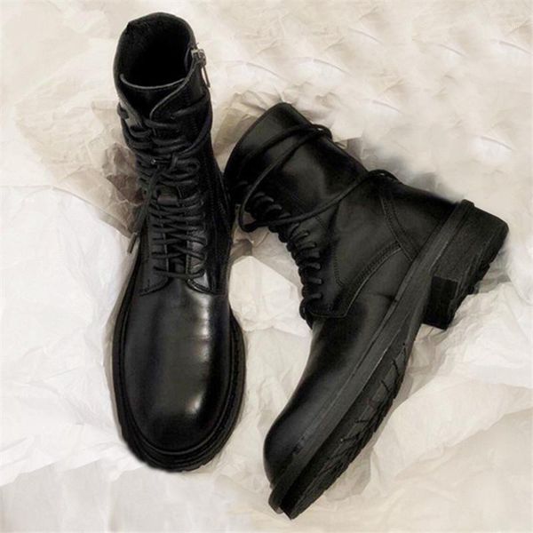 

2020 new black soft leather women ankle boots lace up casual flat shoes woman short booties riding boots flats1