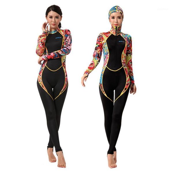 

swim wear hisea floral women wetsuit breathable uv sun protection diving suit with chestpad ladies one piece full bodysuit snorkeling suit1