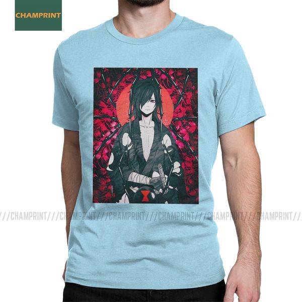 

sport men's hyakkimaru dororo flower t shirt anime manga demon biwamaru katana cotton clothing short sleeve tees 4xl 5xl 6xl t-shirts