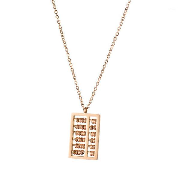 

rose gold color new abacus pendant necklace 316l stainless steel geometric maths number counting-frame necklaces wholesale1, Silver