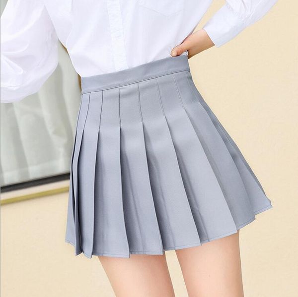

magogo pleated skirt women's new high waist cotton blend solid color a-line mini skirt y1214, Black