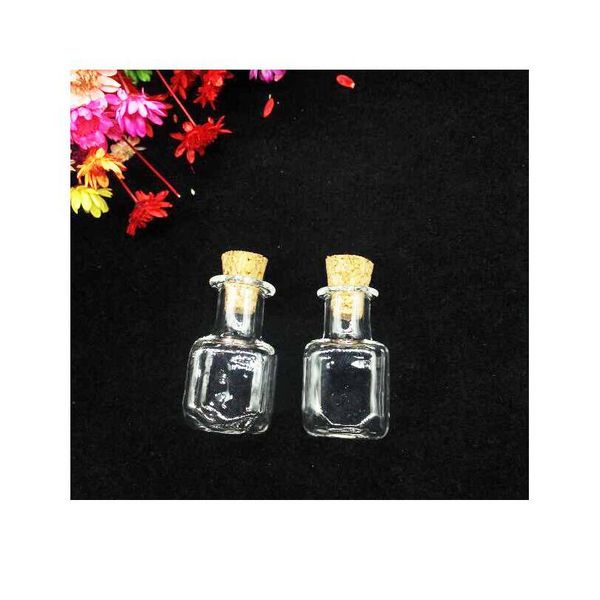 

20sets/lot mini empty square cube glass bottle light bulb shape vial cork ser jar with corked container mini diy e qylsac, Black