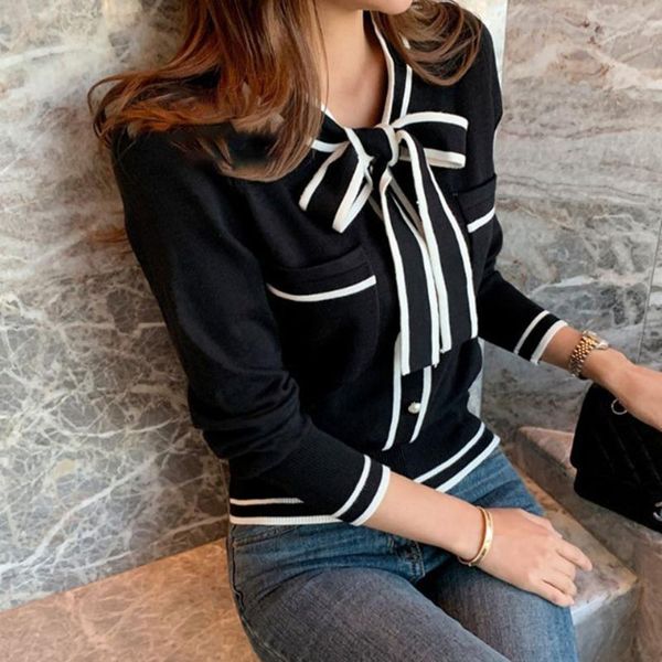 

short sweater women stitching color neckline lace slim elegent japanese korean fashion autumn winter outwear 2020 new knit, White;black