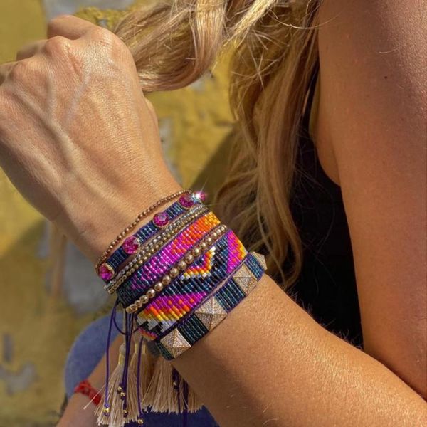 

charm bracelets mexican women miyuki beads bracelet jewellery friends gift rhinestone pulseras 2021 fashion jewelry wholesale, Golden;silver