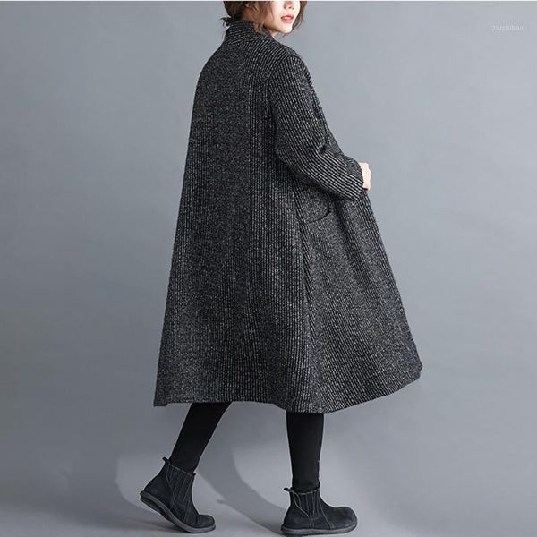 

cashmere woolen winter coat women vintage elegant solid long coat manteau femme cappotto donna casaco feminino plaszcze damskie1, Black