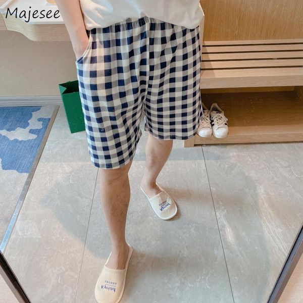 

sleep bottoms men short plus size l-5xl nightwear mens loose breathable simple plaid chic fashion casual outwear home summer new, Black;brown