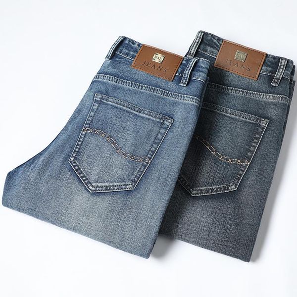 

classic style men's slim jeans 2020 new business fashion stretch denim skinny jean trousers male brand pants blue and blue grey1