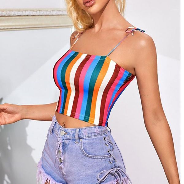 

women's tanks & camis fashion women crop 2021 summer tight strap color matching tank cropped feminino elastic shirt vest camisole j, White