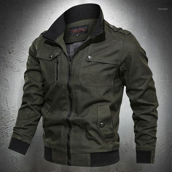 

2021 autumn men jacket bomber jacket men stand collar pure cotton tactical army coat slim fit plus size 4xl1, Black;brown