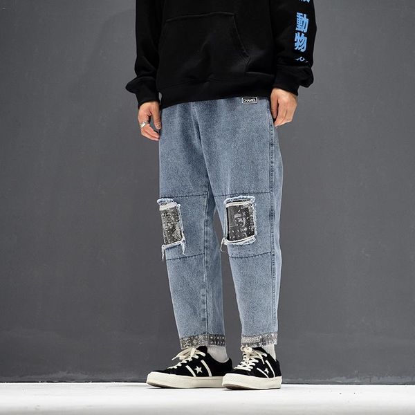 

men's jeans justar autumn oversized loose casual, Blue