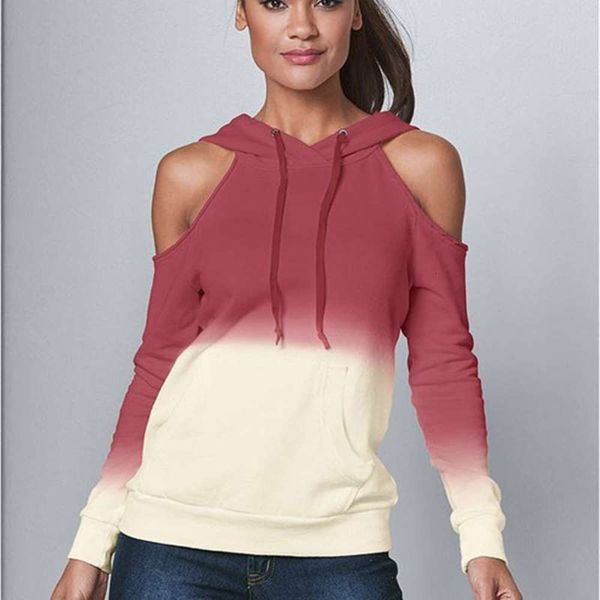 

long location printed hooded off shoulder sleeve casual women's sweater, Black