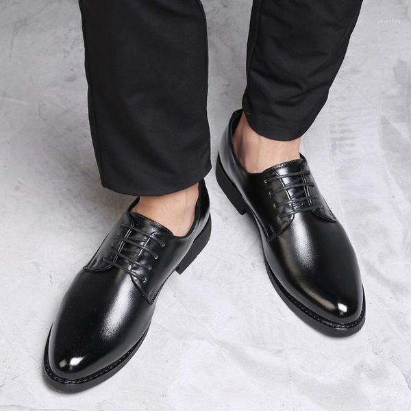 

dress shoes 2021 black leather for men elegant fashion pointed toe business man footwear party wedding1