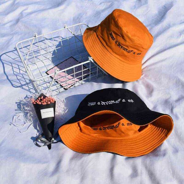 

fashion women breathable double-sided cotton bucket hat hunting fishing sun cap g220311, Blue;gray