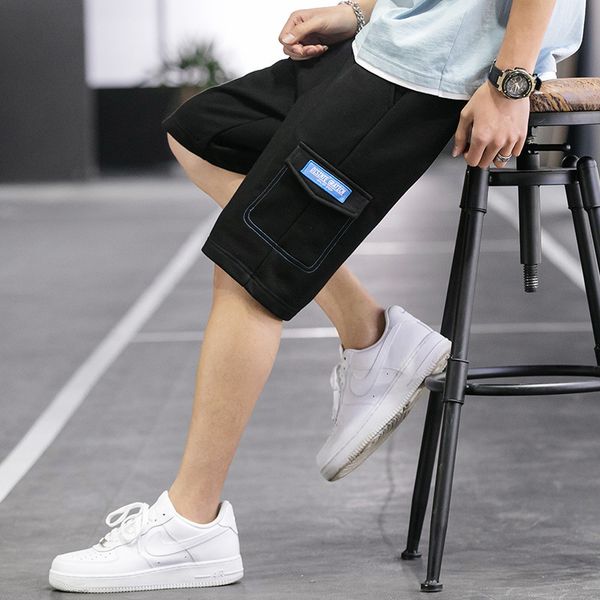 

2020 summer sports korean men's capris casual shorts, White;black