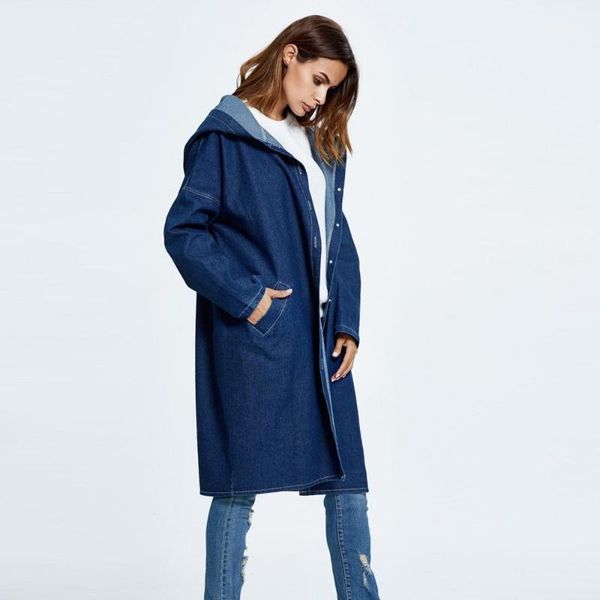 

women jean coat outwear casual long sleeve denim jacket long overcoat coats and jackets fall 2020 trend casaco feminino #71, Black;white