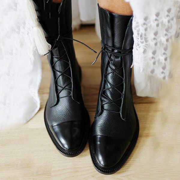

new 2020 patent leather british style flat boots black pointed toe boots handsome motorcycle women's