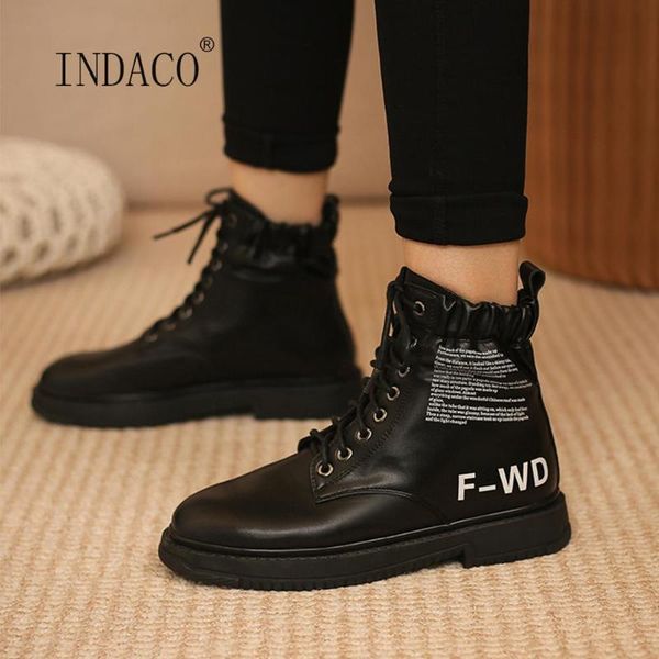 

2020 new new designer women boots winter leather ankle boots white platform lace up shoes autumn, Black
