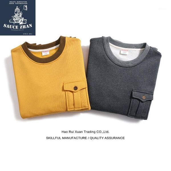 

saucezhan pocket sweatshirt men's sweater plus fleece sweater pullover yellow velvet men's pullovers1, White;black