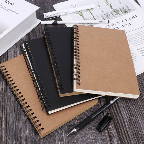 

notepads fashion school office stationery reeves hard back spiral bound coil sketch book blank paper kraft sketching paper1, Purple;pink