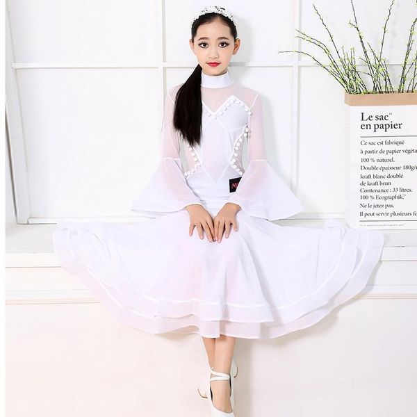 

children white modern dance dress national standard dance dresses performance clothing ballroom competition dresses dqs3721, Black;red