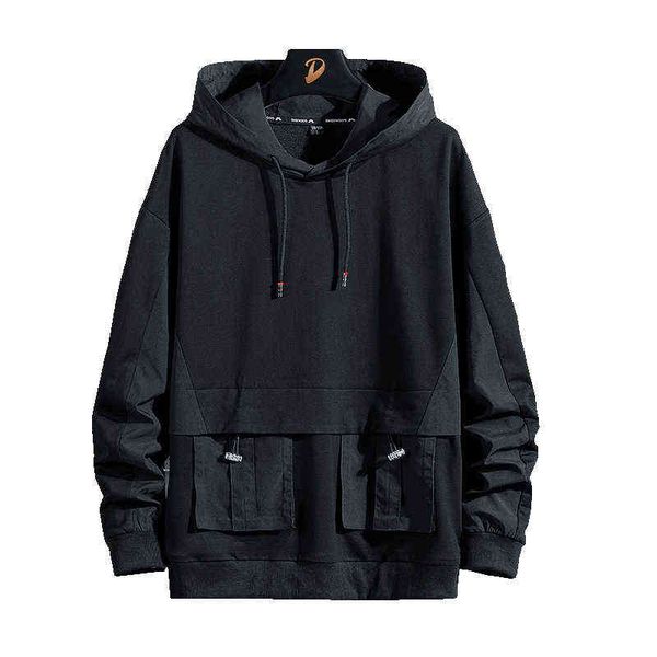

solid color sweatshirt men harajuku hoodies autumn spring hiphop casual hoodie cotton sweatshirts men streetwear clothes w220221, Black