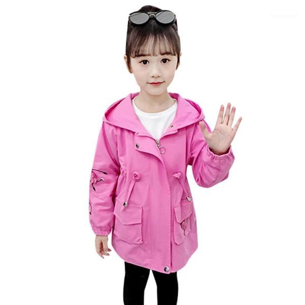 

coat for girl spring autumn girl long jacekt outerwear kids embroidery outerwear for children casual style kids clothing1, Blue;gray