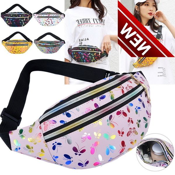

printed waist bag women colorful girls bum travel kids cartoon belt`s festival mobile phone pouch purse