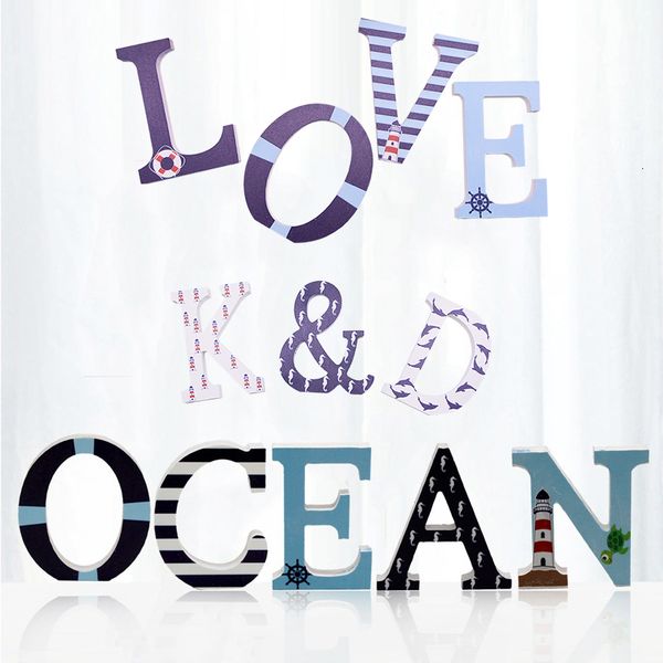 

1pc ocean series wooden letter diy sign desk personalised name design art craft wedding birthday party home decor props
