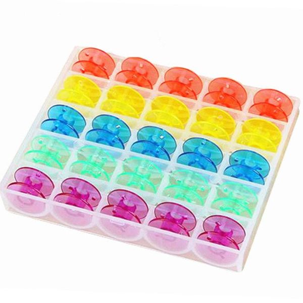 

25pcs plastic empty bobbins sewing machine spools plastic case storage for home needlework tool sewing accessories 7246, Black