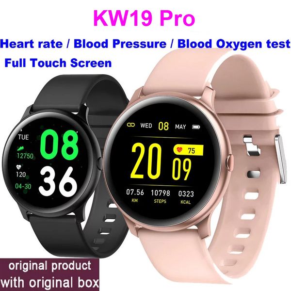 KW19 Pro Tam Dokunmatik Ekran Spor Bileklik Mesaj Hatırlatma Nabız Oksijen Kan Spor Tracker Bluetooth Smartwatch Su geçirmez Bilezik