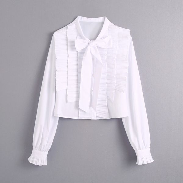 

2021 new bb 2879 fall europe and united states women's long sleeve bowknot is acted the role of poplin shirt 5tlo, White
