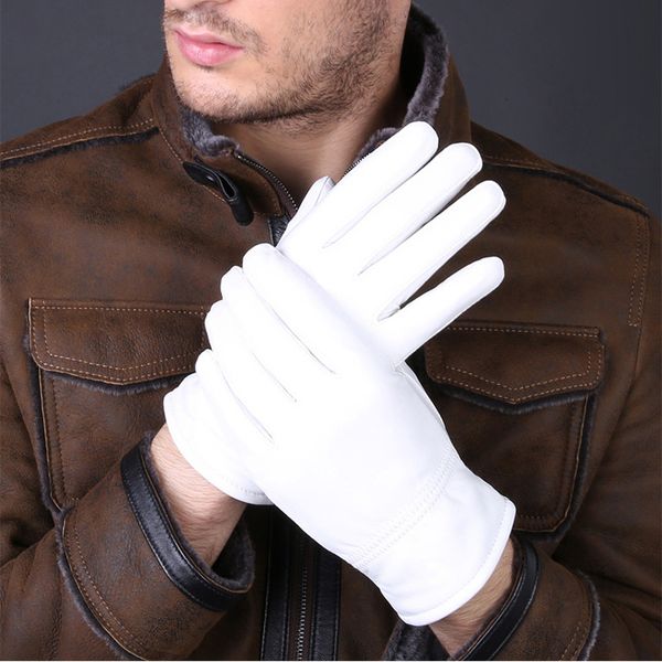 

genuine gloves fashion leather white special for offer women man solid wrist buttons female lambskin driving glove 20101