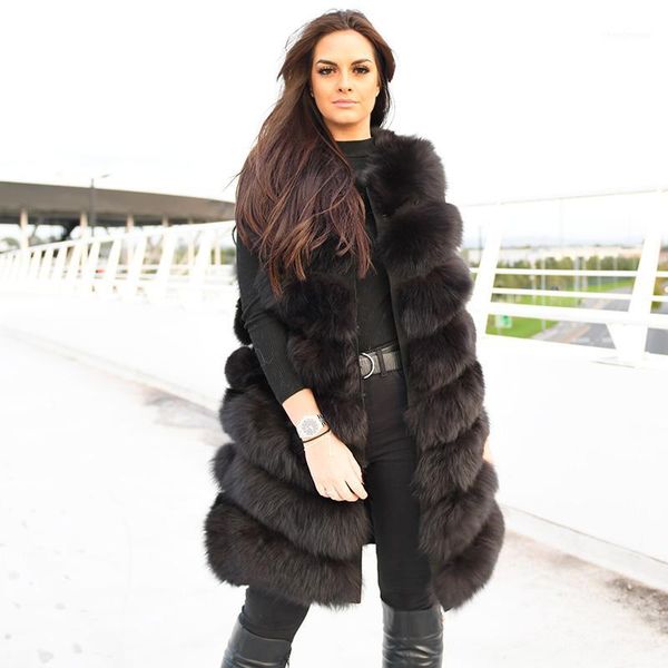 

cx-g-b-239e female fur waistcoat luxury women plus size real fur vest1, Black;white