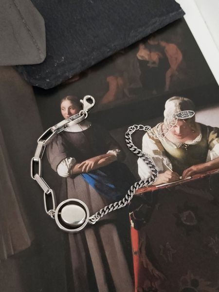 

korean s925 sterling silver square bead bracelet women ins fashion designthai silver simplestudent personality versatile bracelet bracelet h, Golden;silver