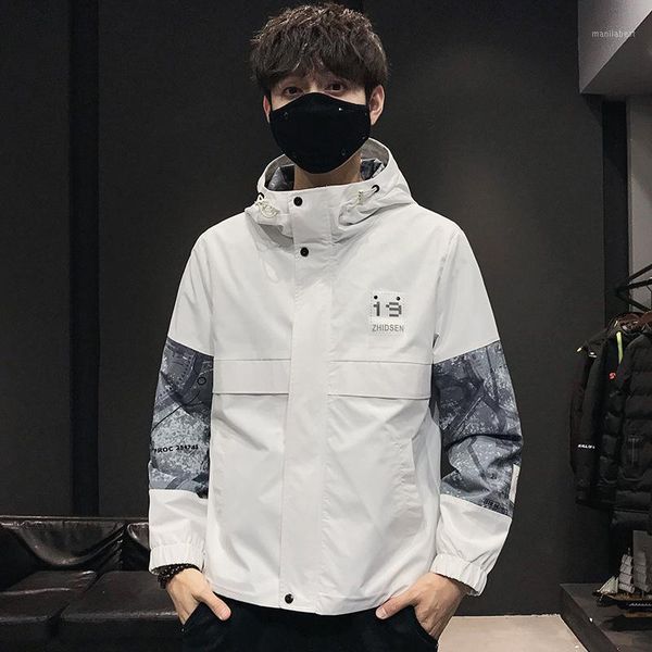 

2020 autumn & winter new arrival zipper jacket men's stitching pocket loose hooded casual jacket plus size, Black;brown