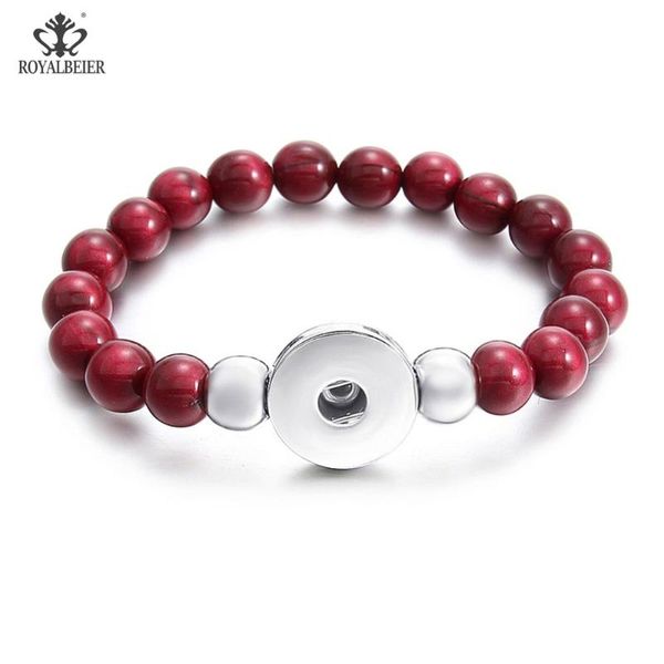 

charm bracelets royalbeier multi color acrylic beaded snap & bangles for women and men jewelry fit 18mm button sz0587, Golden;silver