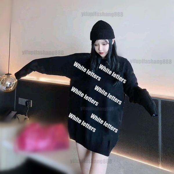 

paris fashion women clothing designer sweater knit round neck sweatshirt the same hoodie covered letter knitwear s--2xl balneciaga, White;black
