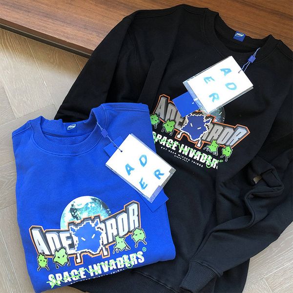 

2021 new alien invasion pattern adererror sweatshirts men women space invaders error pullovers korean ader hoodies dg08, Black